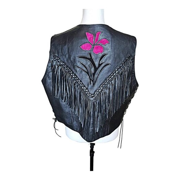 Vintage Antelope Creek Leather Fringe Motorcycle Vest Size XXL - Picture 3 of 13
